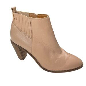 Lucky Brand Nesly Leather Upper Tan Heeled Ankle Booties Size 8M Western